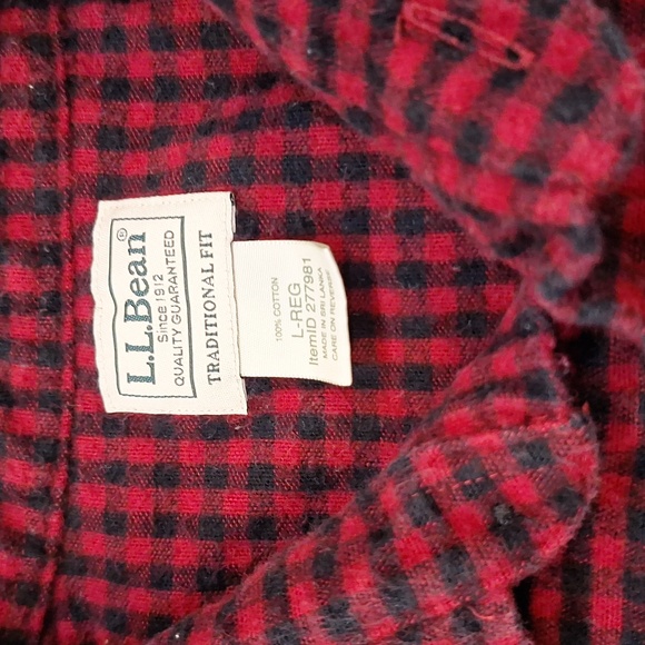 L.L. Bean Lg Black Red Buffalo Check Heavy Flannel Longsleeve Shirt Lumber Jack - Picture 1 of 8